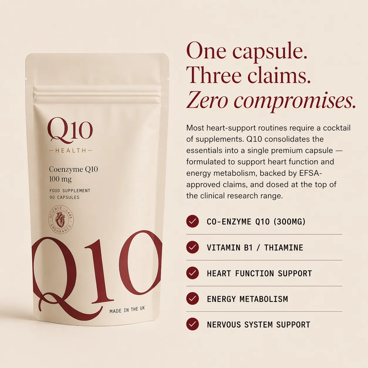 One capsule. Three claims. Zero compromises.